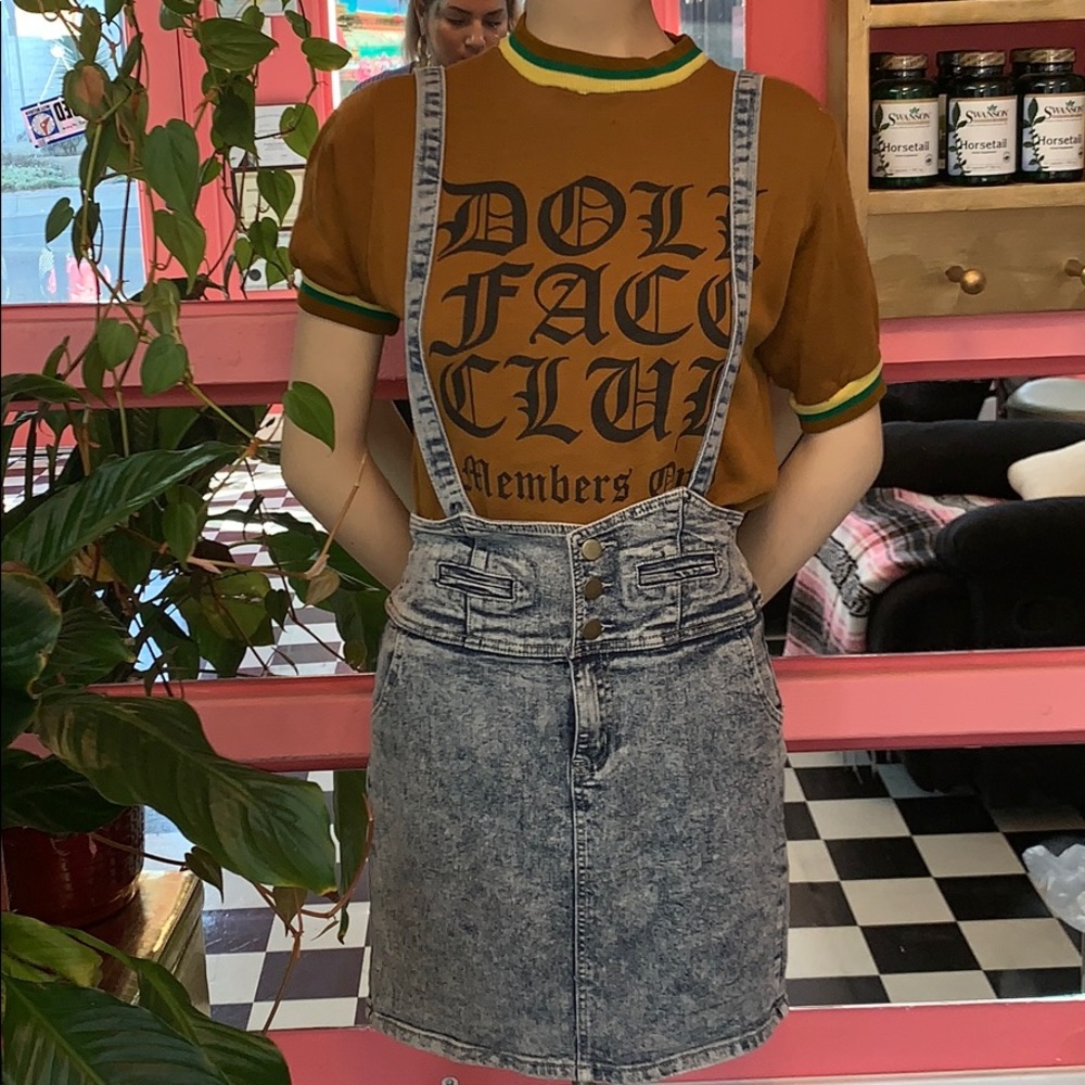 Acid wash denim skirt